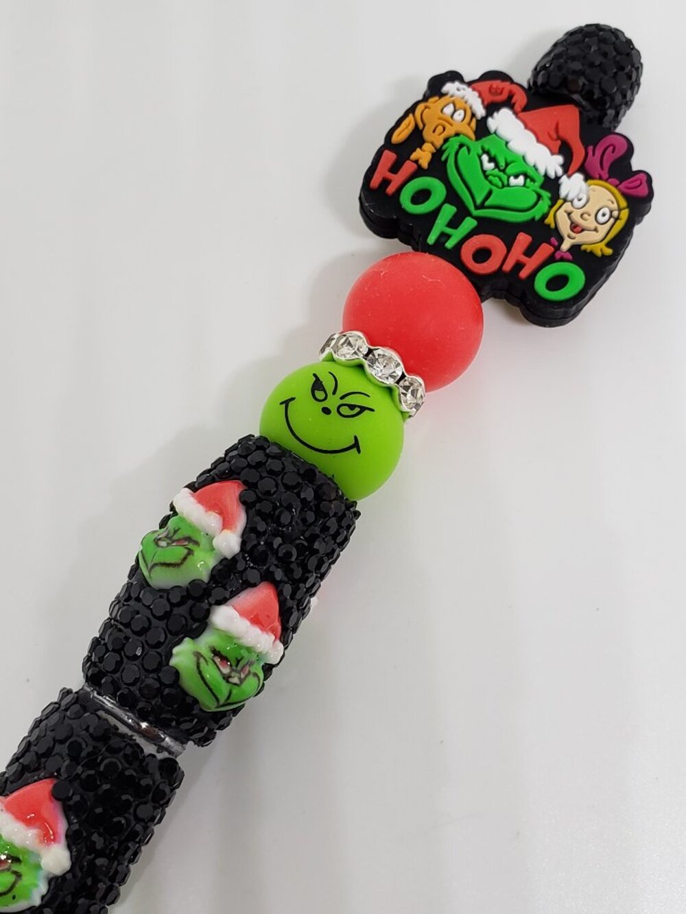Handmade 3D Rhinestone Christmas Holiday Beaded Silicone Focal Bead Pen